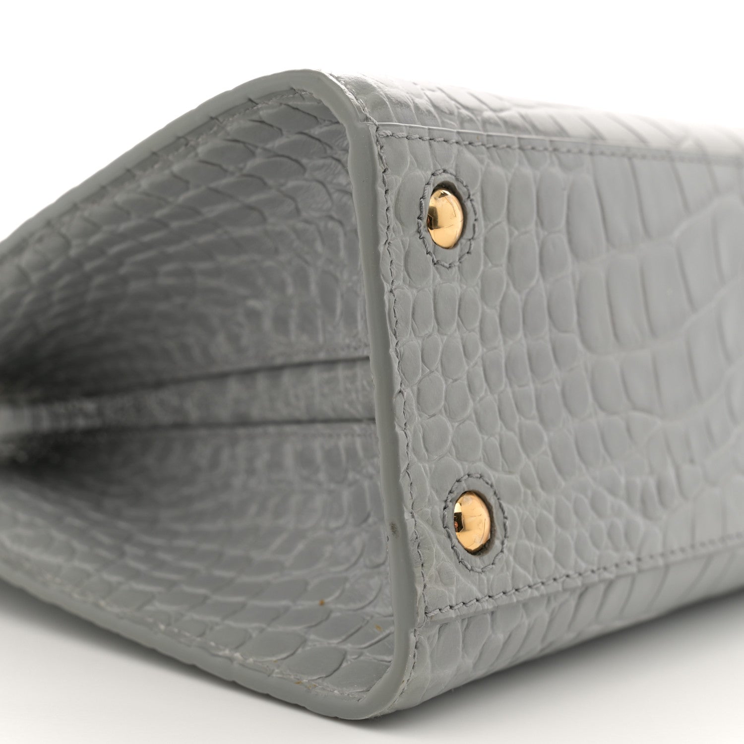 Burberry Crocodile Embossed Calfskin Mini Frances Tote Cloud Grey 9 of 11