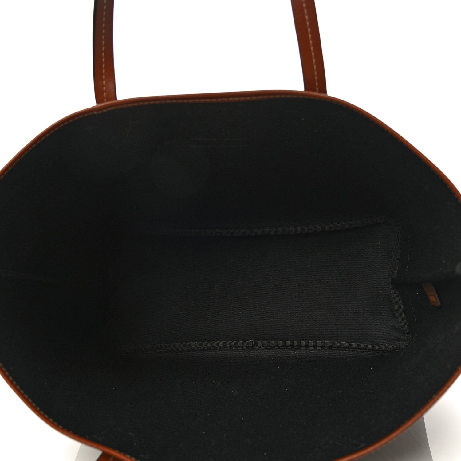 Versace Coated Canvas Calfskin La Greca Signature Shopper Tote Bag Black Caramel 4 of 8