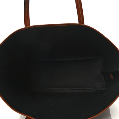 Versace Coated Canvas Calfskin La Greca Signature Shopper Tote Bag Black Caramel 4 of 8