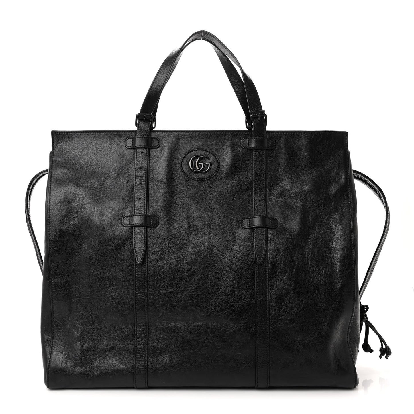Calfskin Monochrome Medium Double G Tote Bag Black