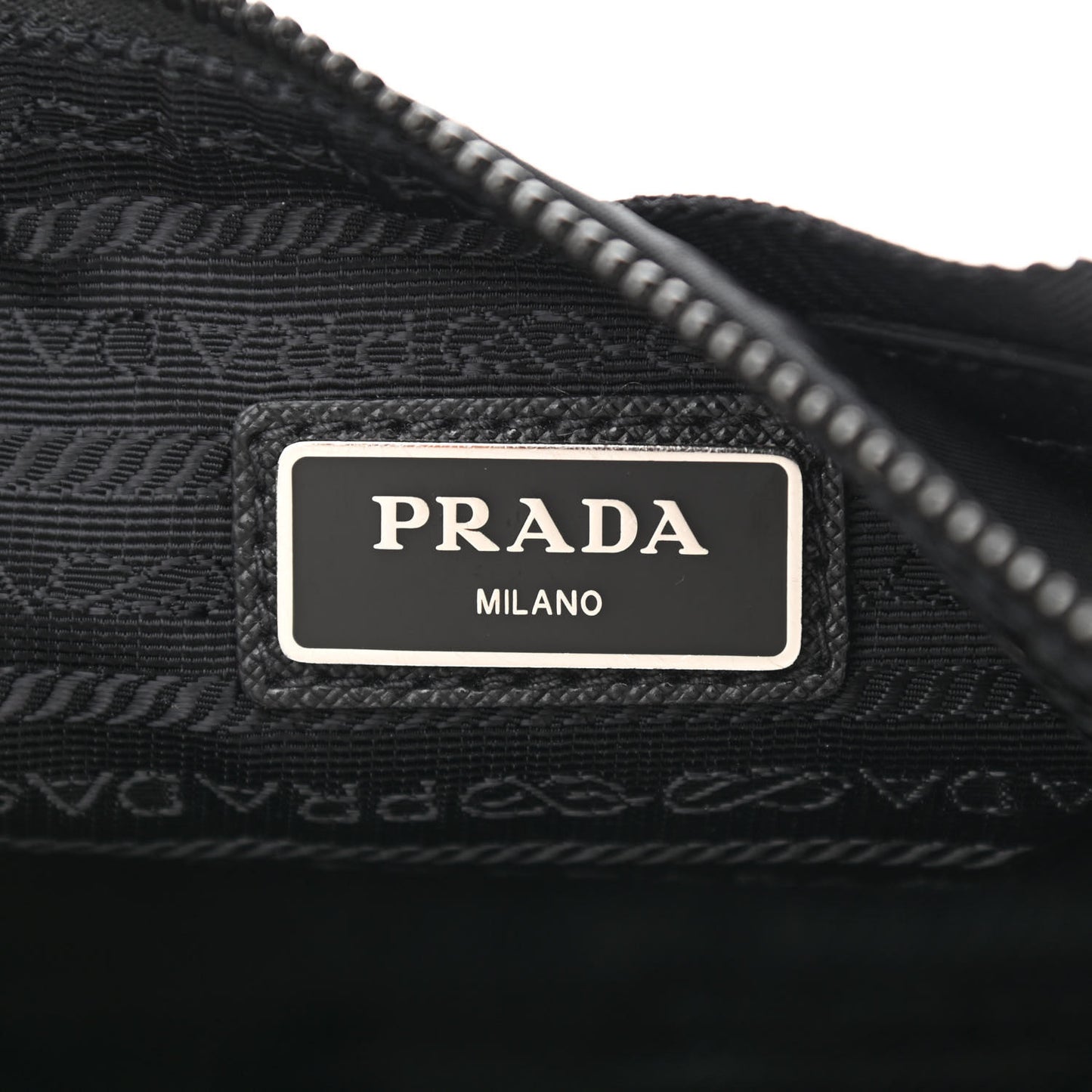 Tessuto Nylon Saffiano Pocket Zippered Shoulder Bag Black