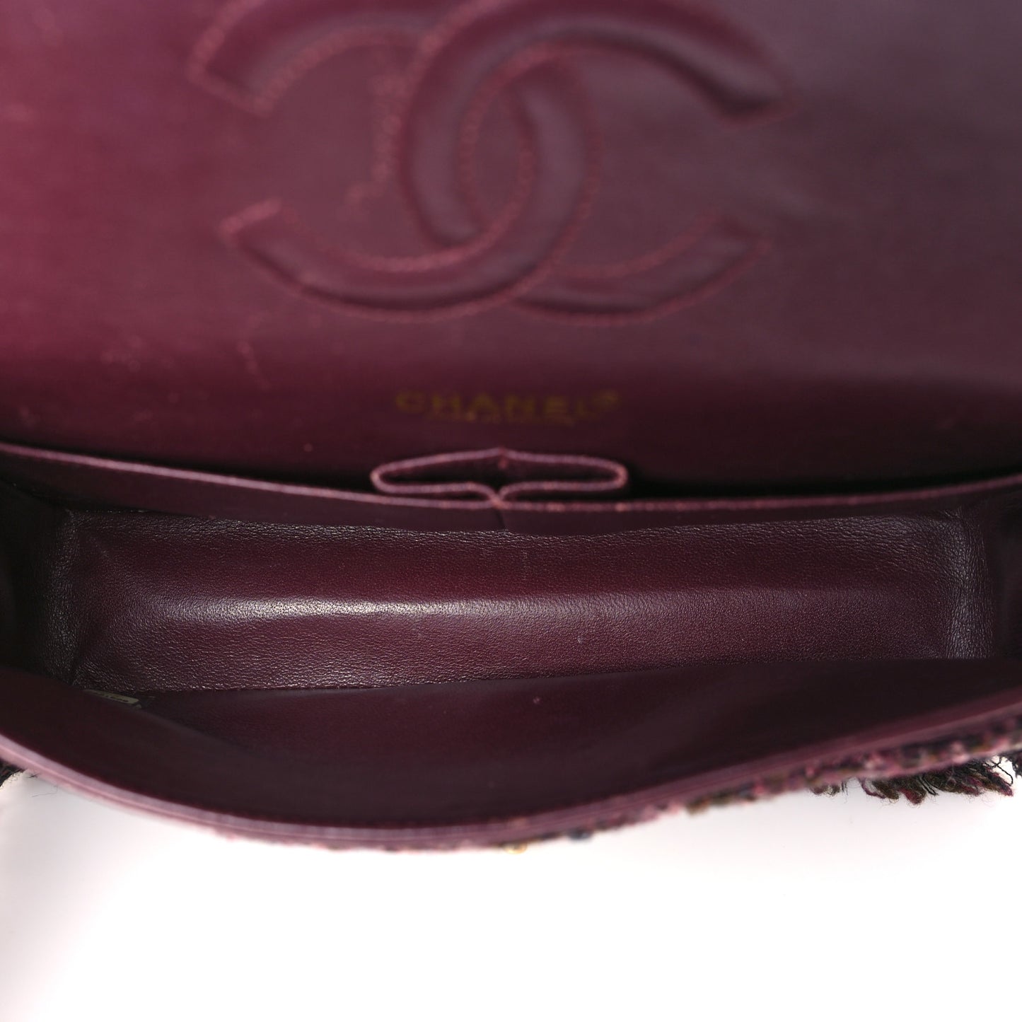 Tweed Quilted Medium Double Flap Purple