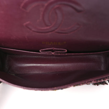 Chanel Tweed Quilted Medium Double Flap Purple 4 of 9