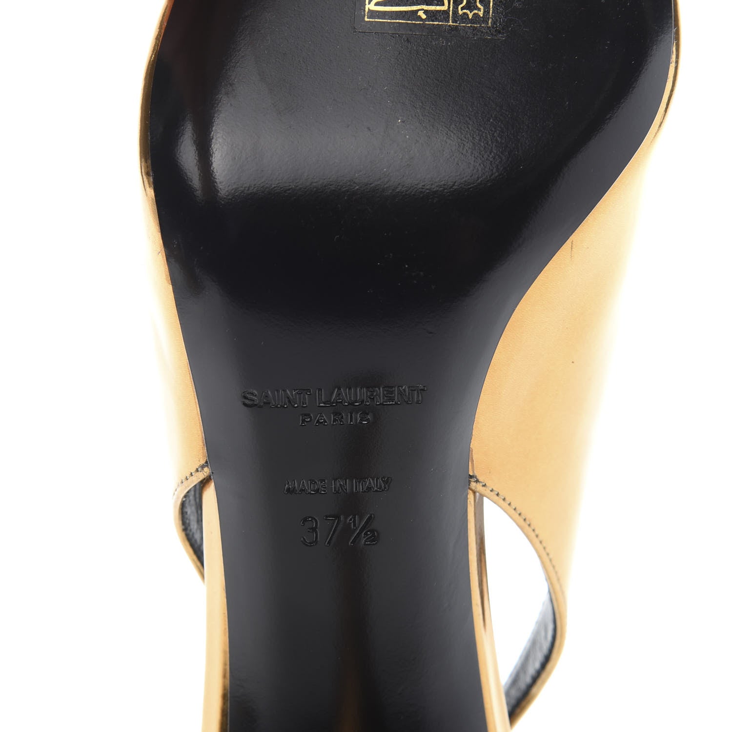 Saint Laurent Laminated Calfskin Kiki 85 Slingback Pumps 37.5 Egypt Gold 7 of 9