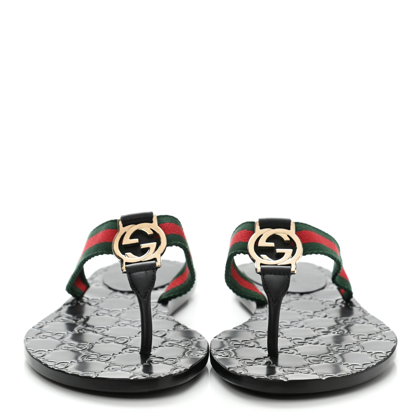 Nylon Guccissima Web Womens Thong Sandals 35 Green Red Black