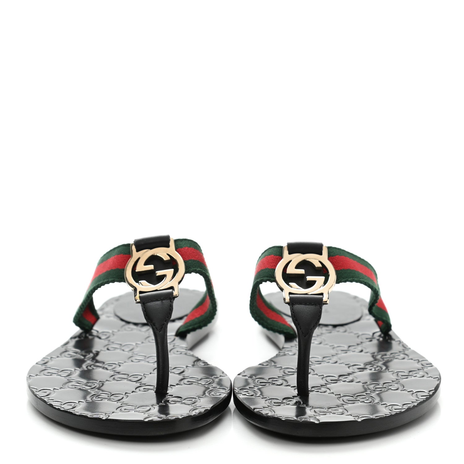 Gucci Nylon Guccissima Web Womens Thong Sandals 35 Green Red Black 2 of 8