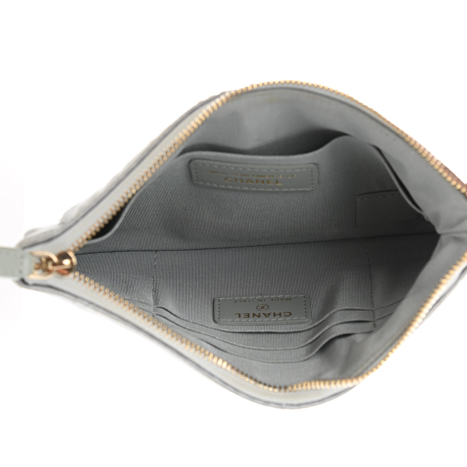 Chanel Satin Quilted Small Chanel 19 Pouch Gray 5 of 8