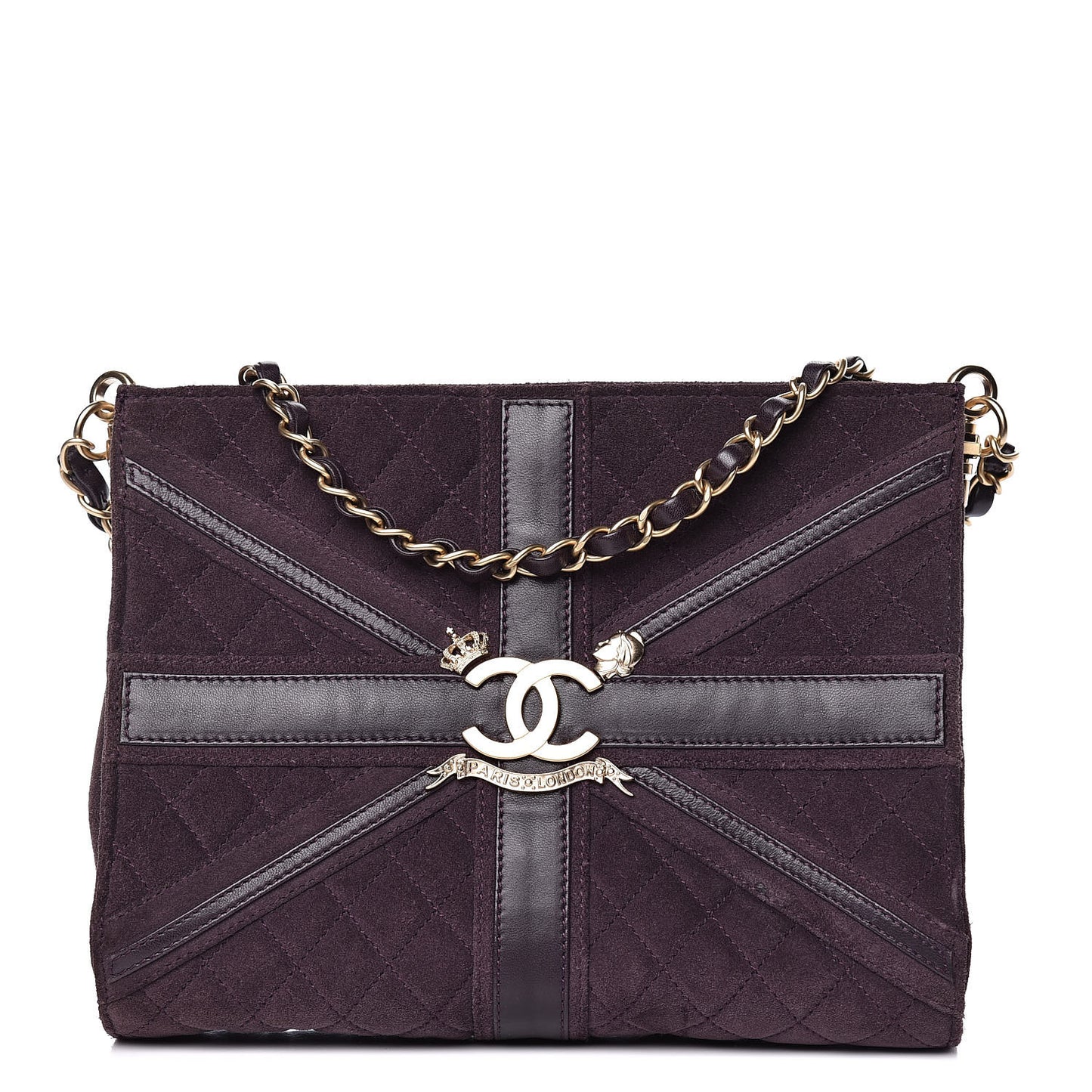 Suede Union Jack Shoulder Bag Purple