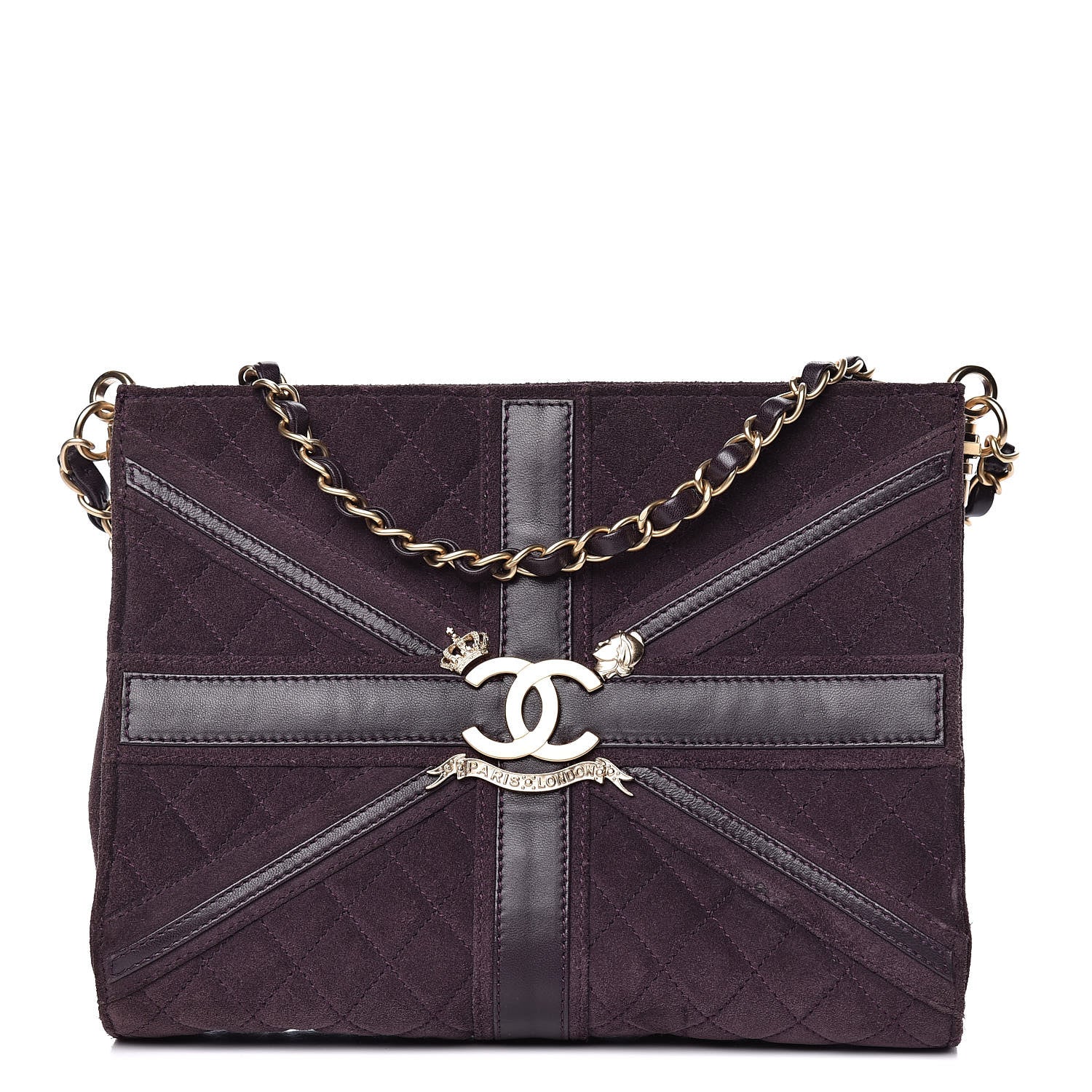 Chanel Suede Union Jack Shoulder Bag Purple 1 of 11