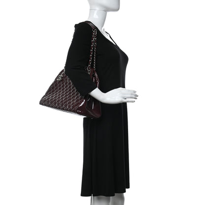 Chanel Patent Quilted Large Just Mademoiselle Bowling Bag Plum 2 of 9