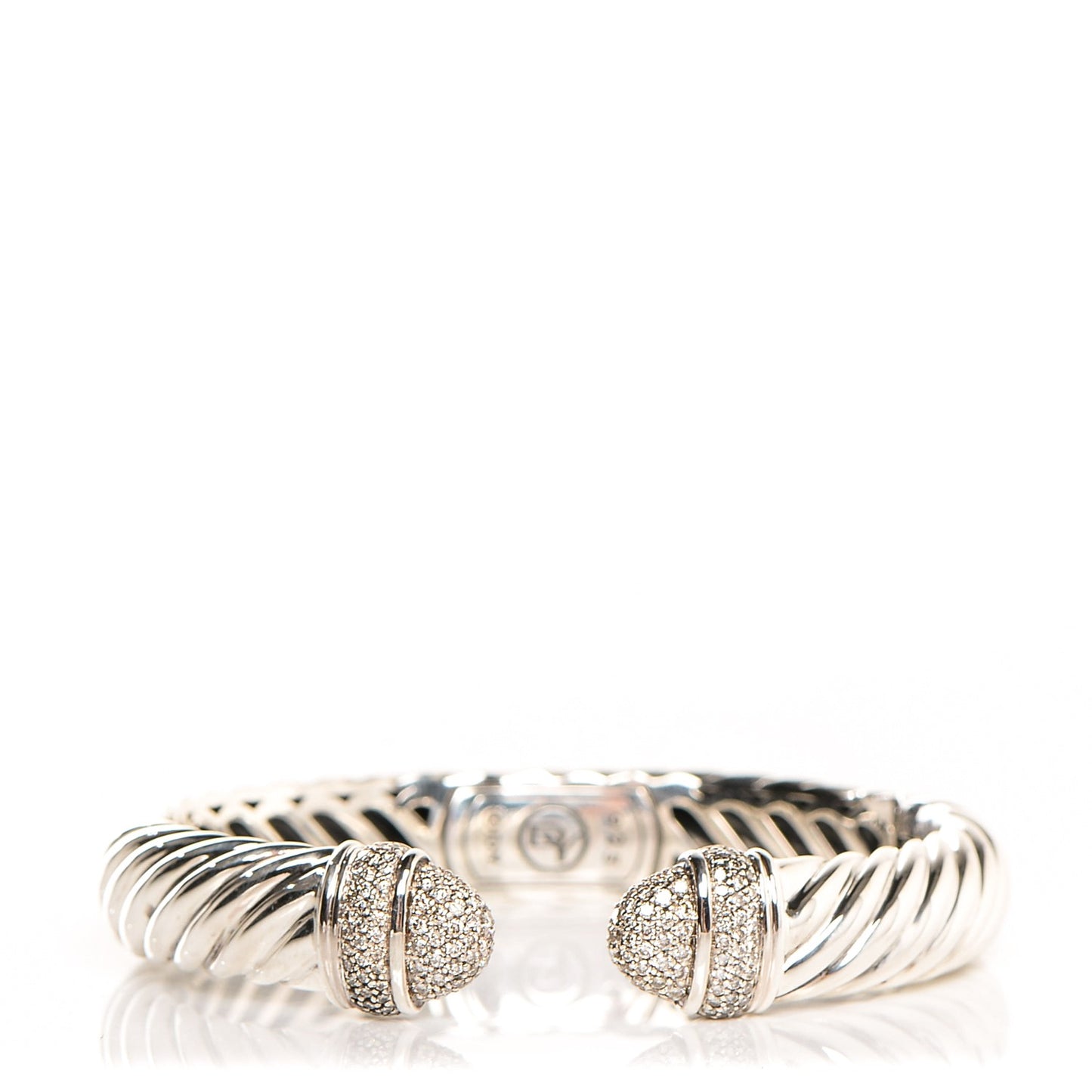 Sterling Silver Diamond 5mm Sculpted Cable Bracelet
