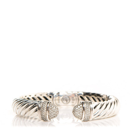 David Yurman Sterling Silver Diamond 5mm Sculpted Cable Bracelet 1 of 5