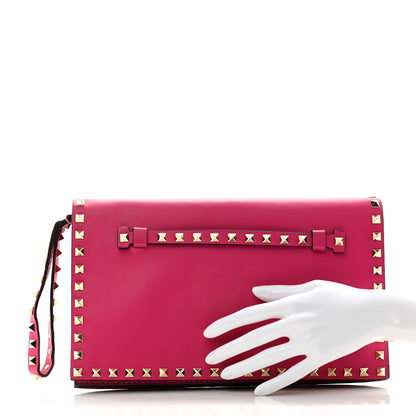 Valentino Garavani Nappa Rockstud Wristlet Clutch Fuxia 2 of 10