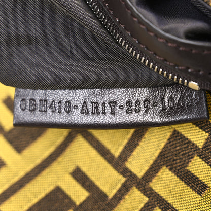 Fendi x FRGMT Woven Fabric Jacquard FF Embroidered Baguette Foldable Tote Tobacco Mimosa 9 of 12