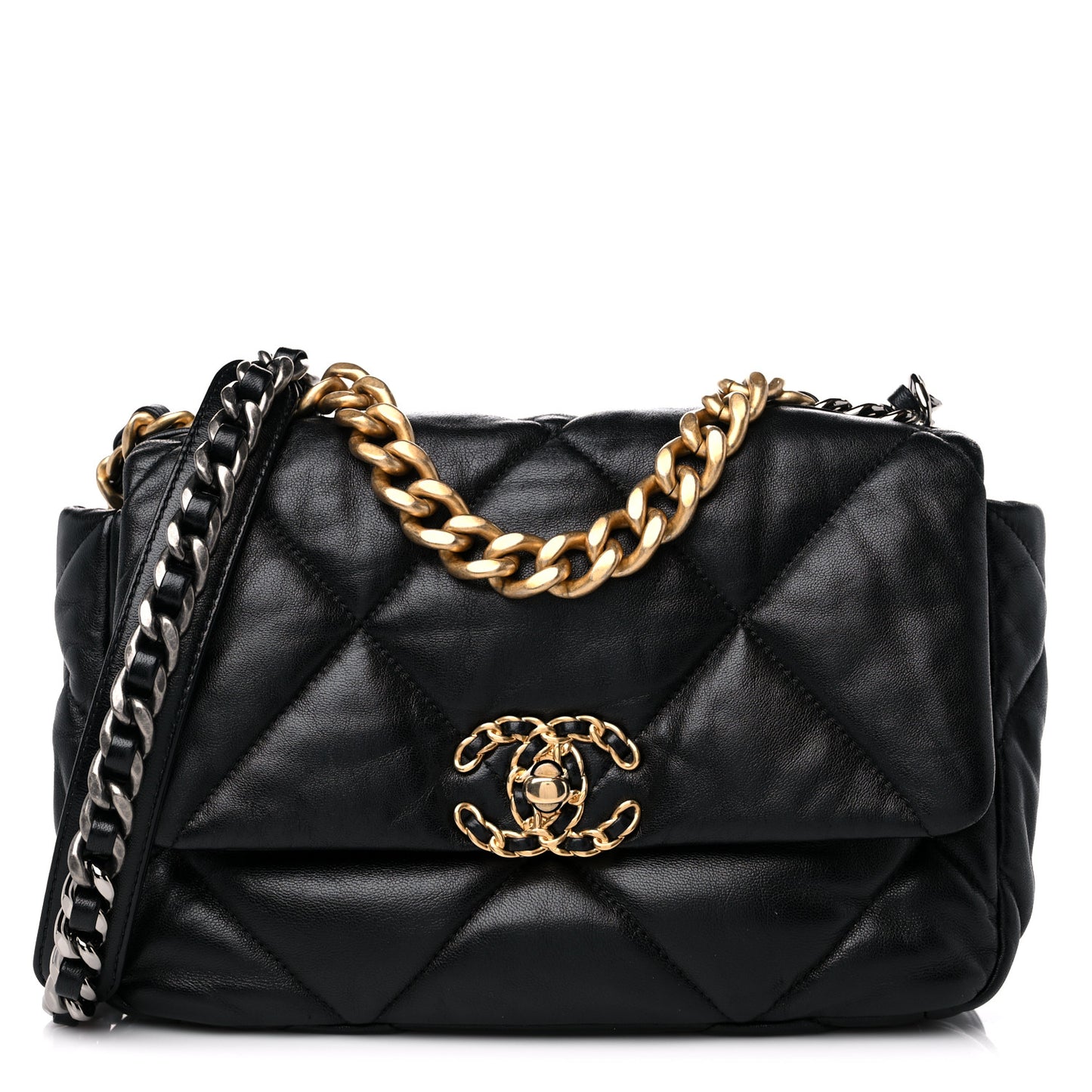 Lambskin Quilted Medium Chanel 19 Flap Black