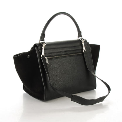 Celine Drummed Calfskin Suede Medium Trapeze Black 3 of 9