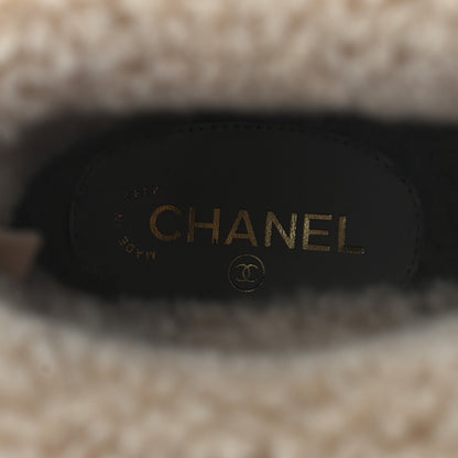 Chanel Kid Suede Shearling Womens Cap Toe Chain Short Boots 41 Light Brown Black 6 of 11