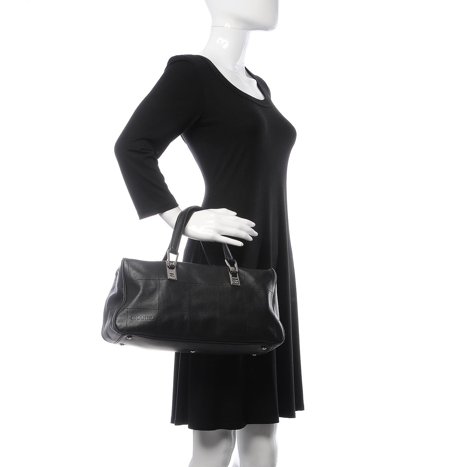 Chanel Calfskin Square Stitched Tote Black 2 of 8
