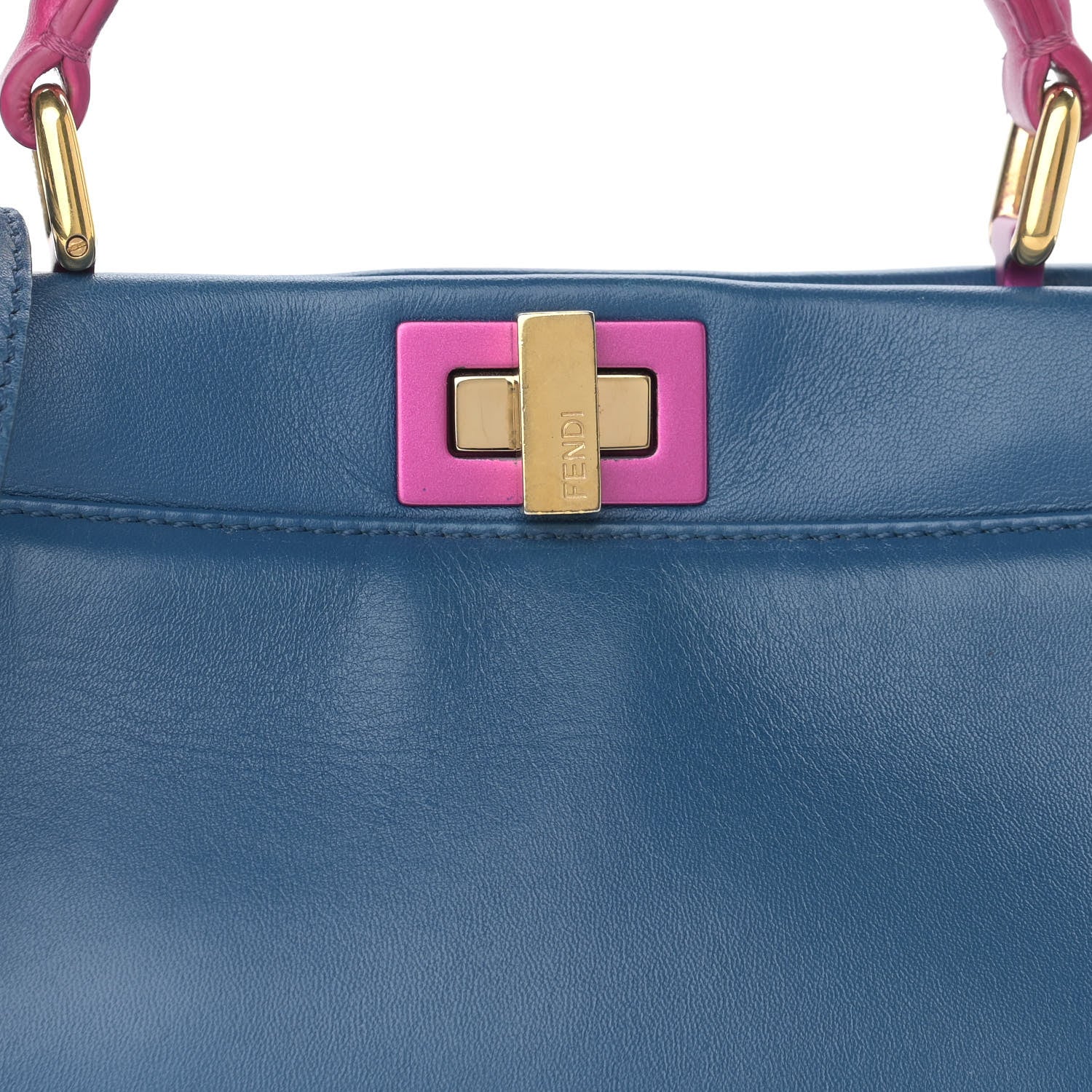 Fendi Nappa Colorblock Mini Peekaboo Iconic Satchel Iris Magenta Bubblegum 9 of 12