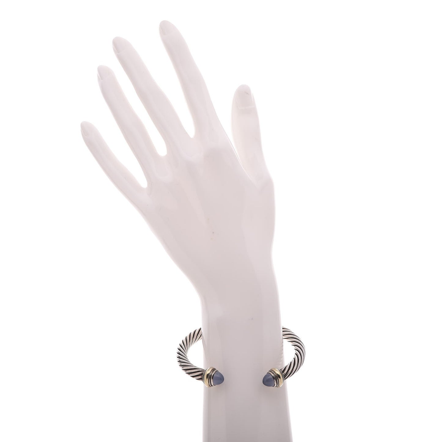 Sterling Silver 14K Yellow Gold Chalcedony 7mm Cable Classics Bracelet