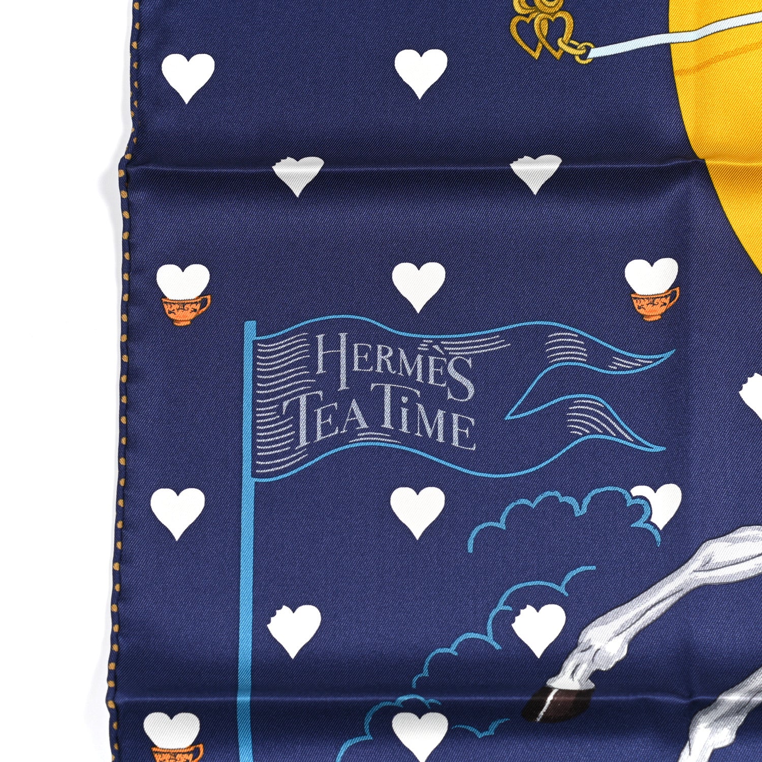 Hermes Silk Tea Time Scarf 70 Marine 5 of 6