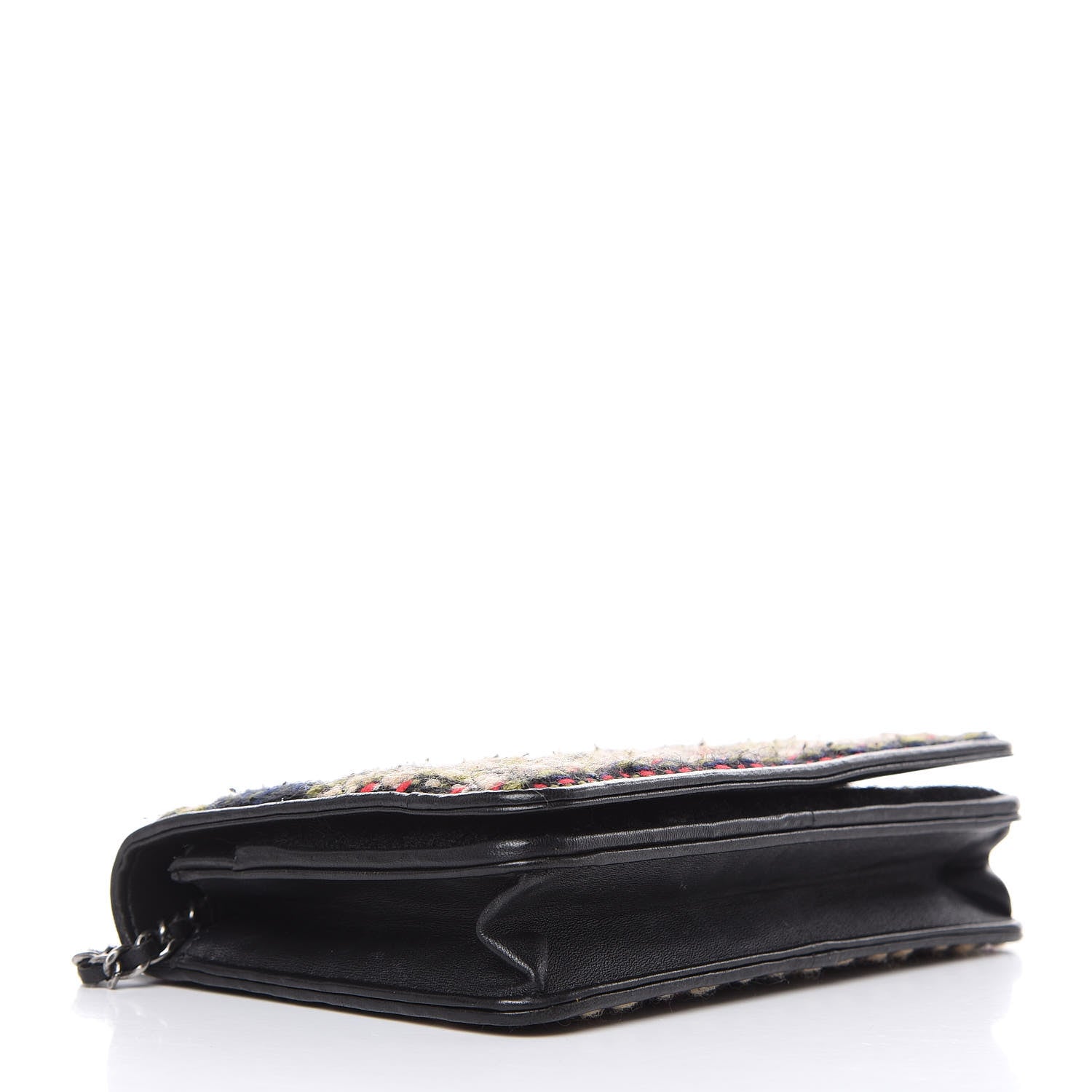 Chanel Tweed Wallet On Chain WOC Green Red Beige Black 4 of 16