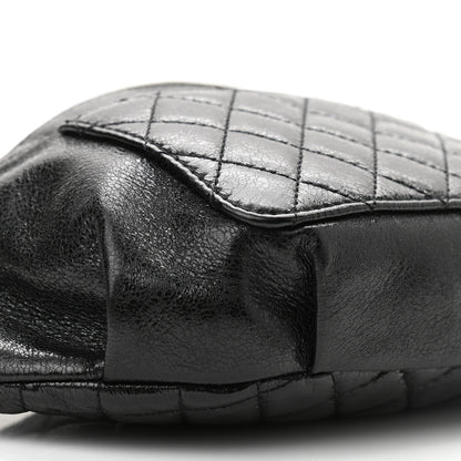 Chanel Crumpled Glazed Lambskin Quilted Waist Bag Fanny Pack Black 9 of 10