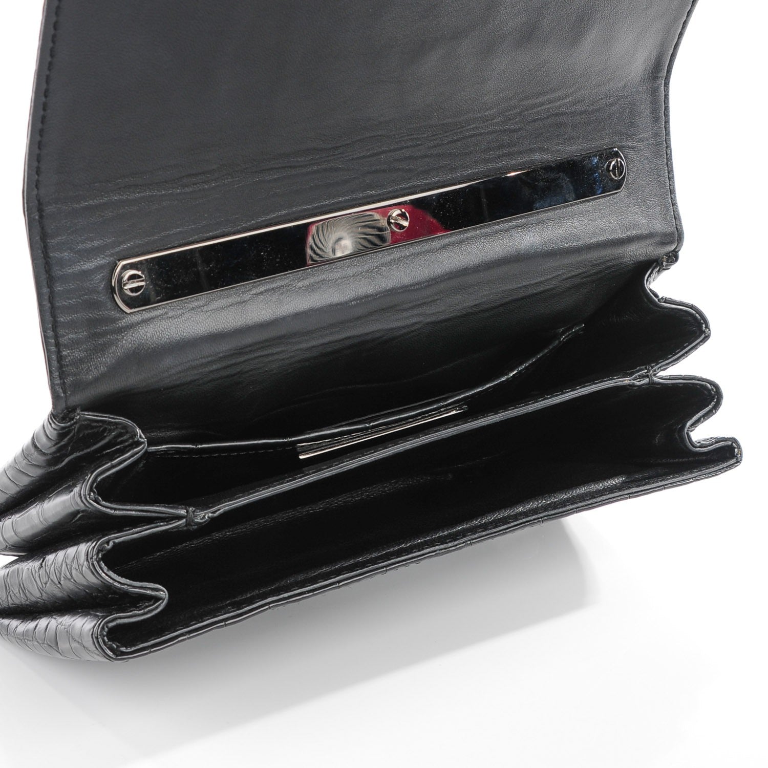 Valentino Garavani Crocodile Crystal Encrusted Studs Va Va Voom Shoulder Bag Black 5 of 8