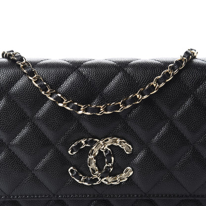 Chanel Caviar Quilted French New Wave Chain CC Wallet On Chain WOC Black 11 of 12