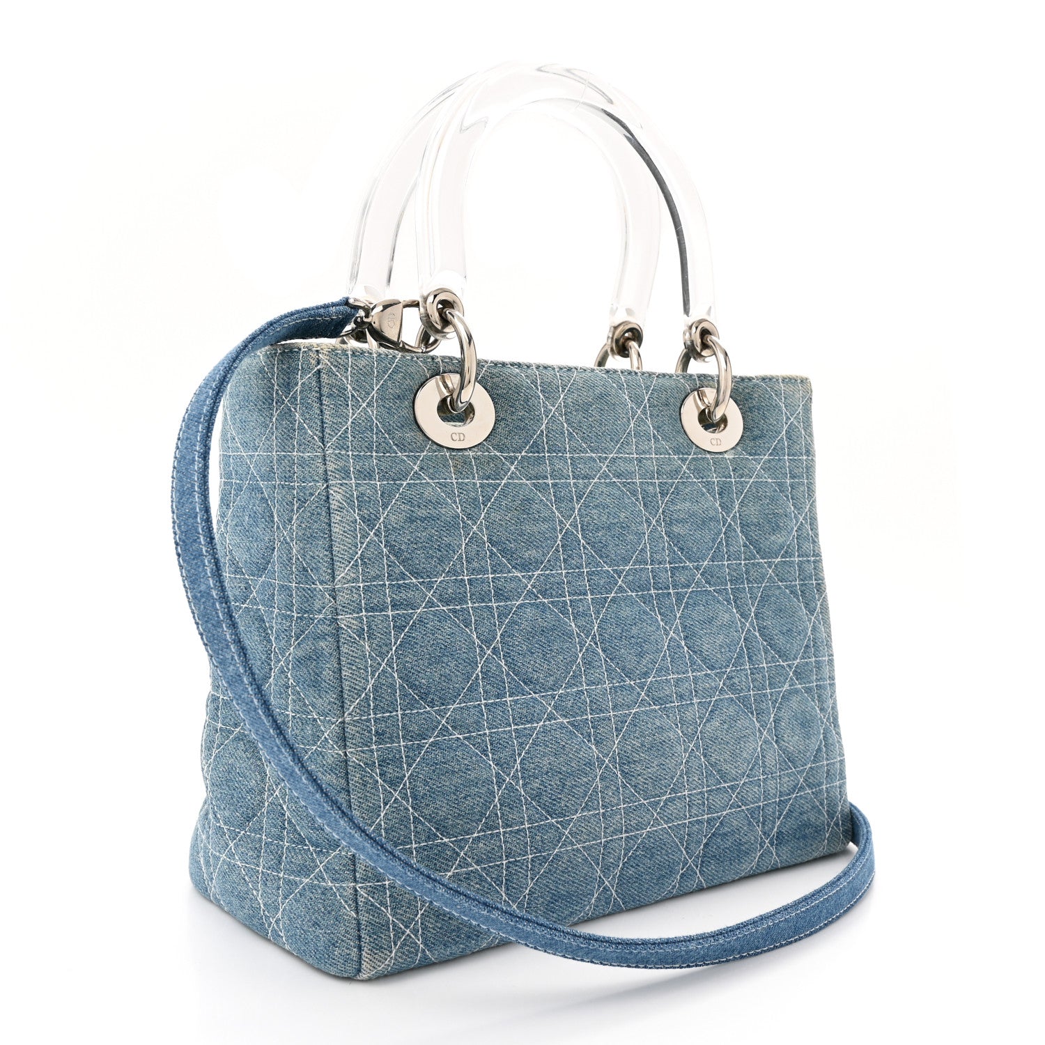 Christian Dior Denim Cannage Medium Lady Dior Light Blue 3 of 10