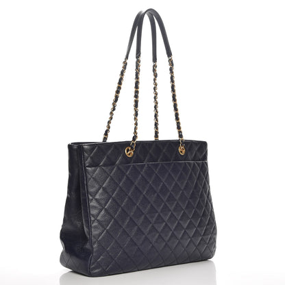 Chanel Caviar Quilted Large Shopping Tote Navy 3 of 10