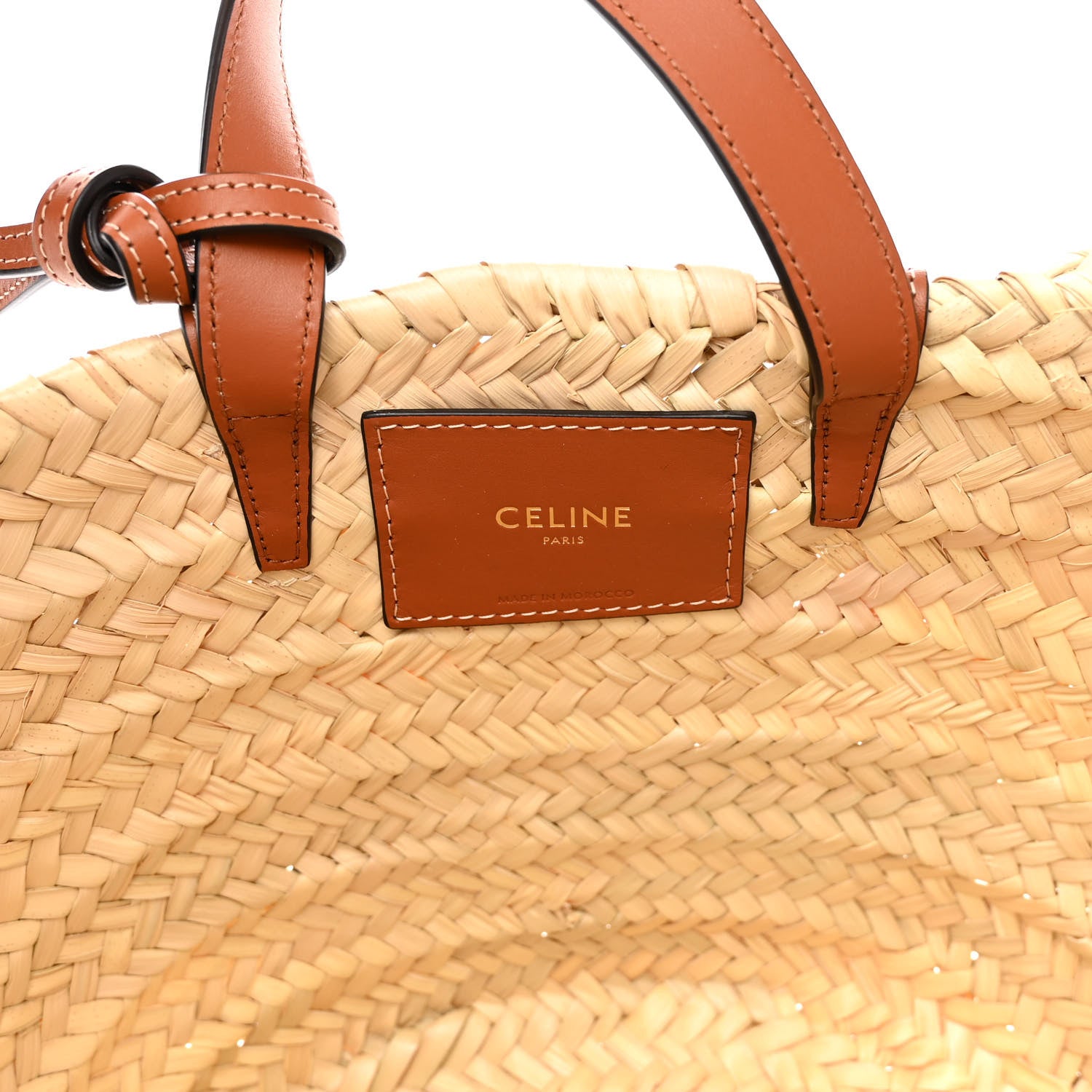 Celine Raffia Calfskin Triomphe Teen Panier Tan 6 of 9