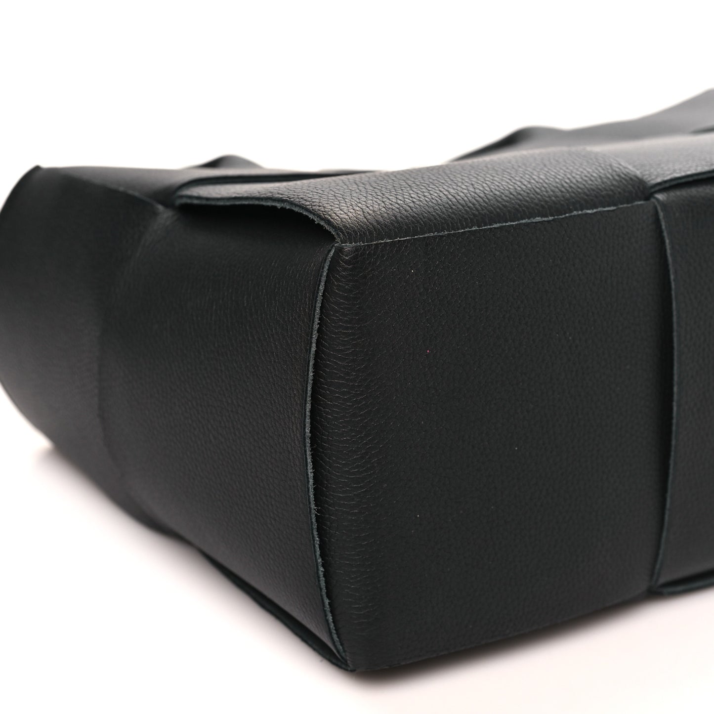 Grained Calfskin Intrecciato Small Arco Tote Black