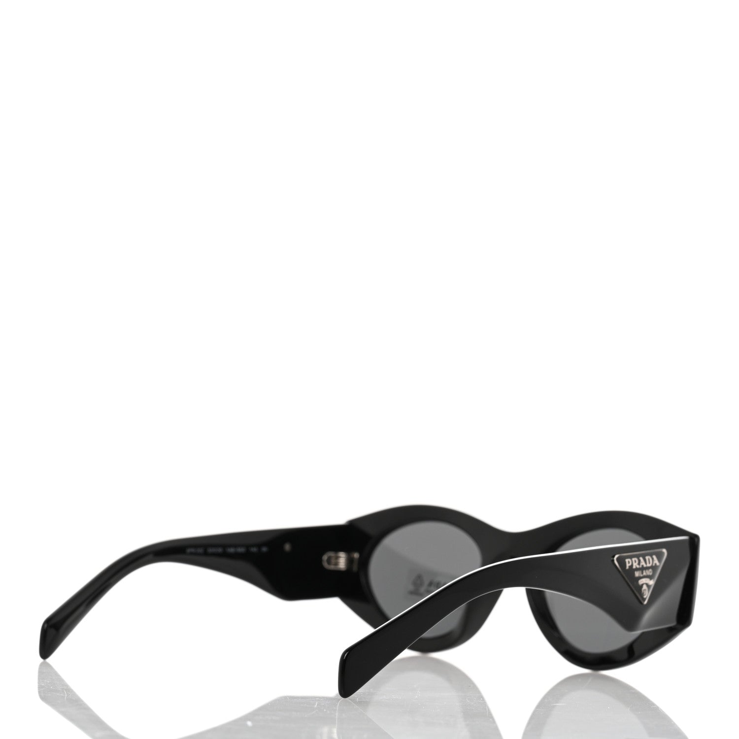 Prada Acetate Oval Symbole Sunglasses SPR 20Z Black 4 of 8