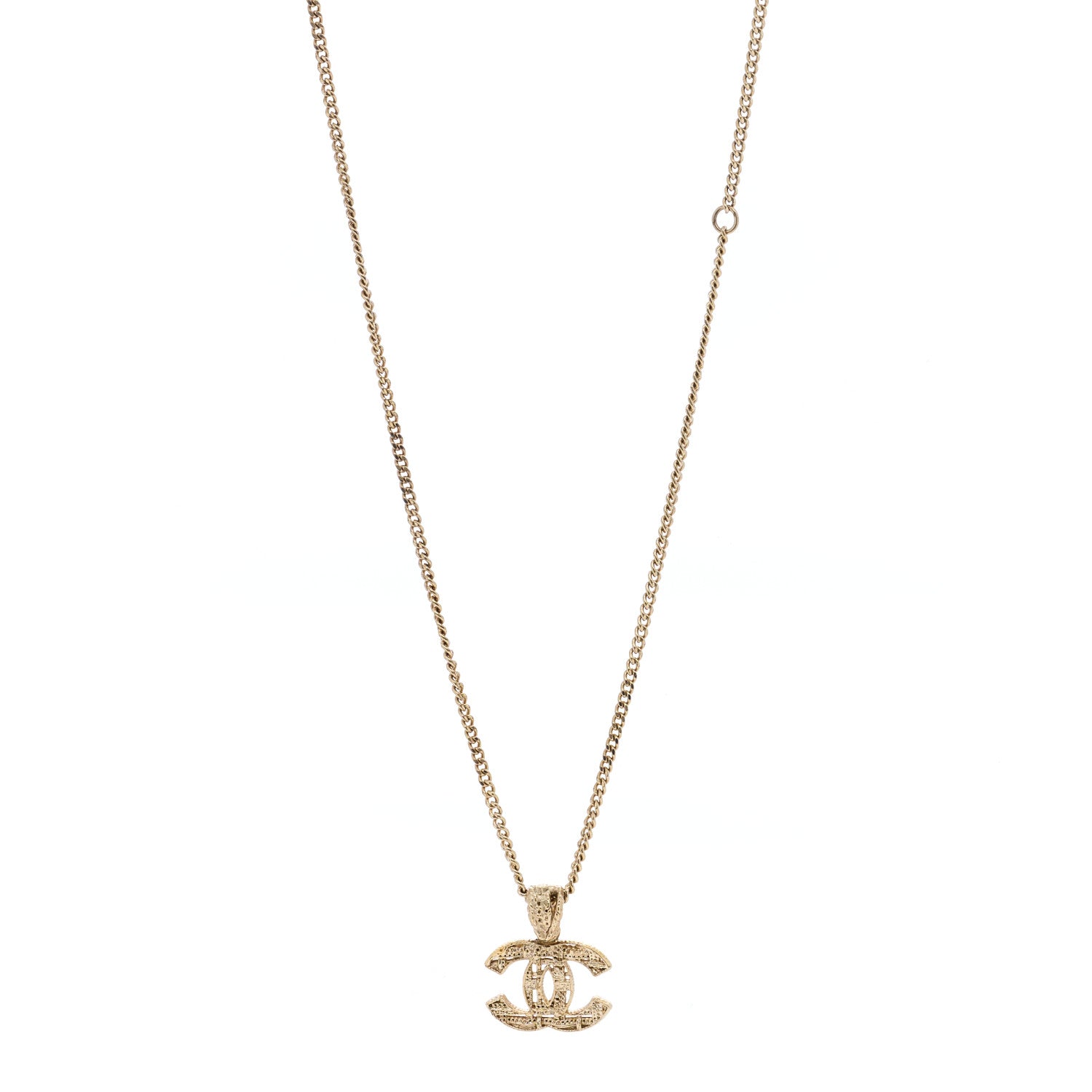 Chanel Tweed Effect CC Necklace Gold 1 of 3