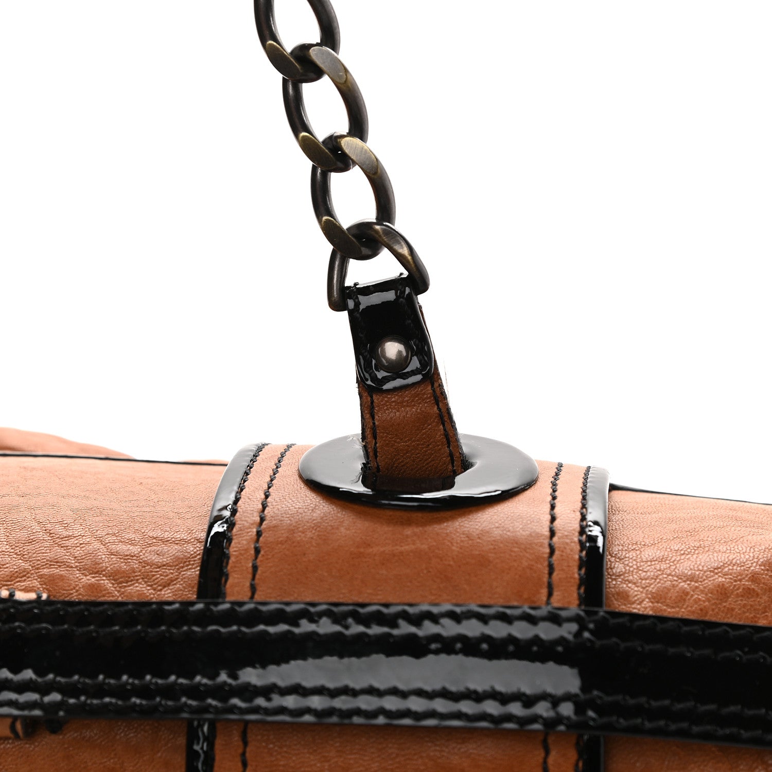 Fendi Nappa Patent Large B Bag Osso Black 9 of 10