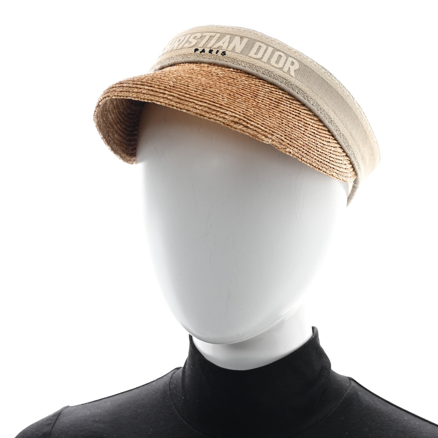 Christian Dior Straw Embroidered Dioriviera D-Ocean Visor Natural Grey 2 of 8