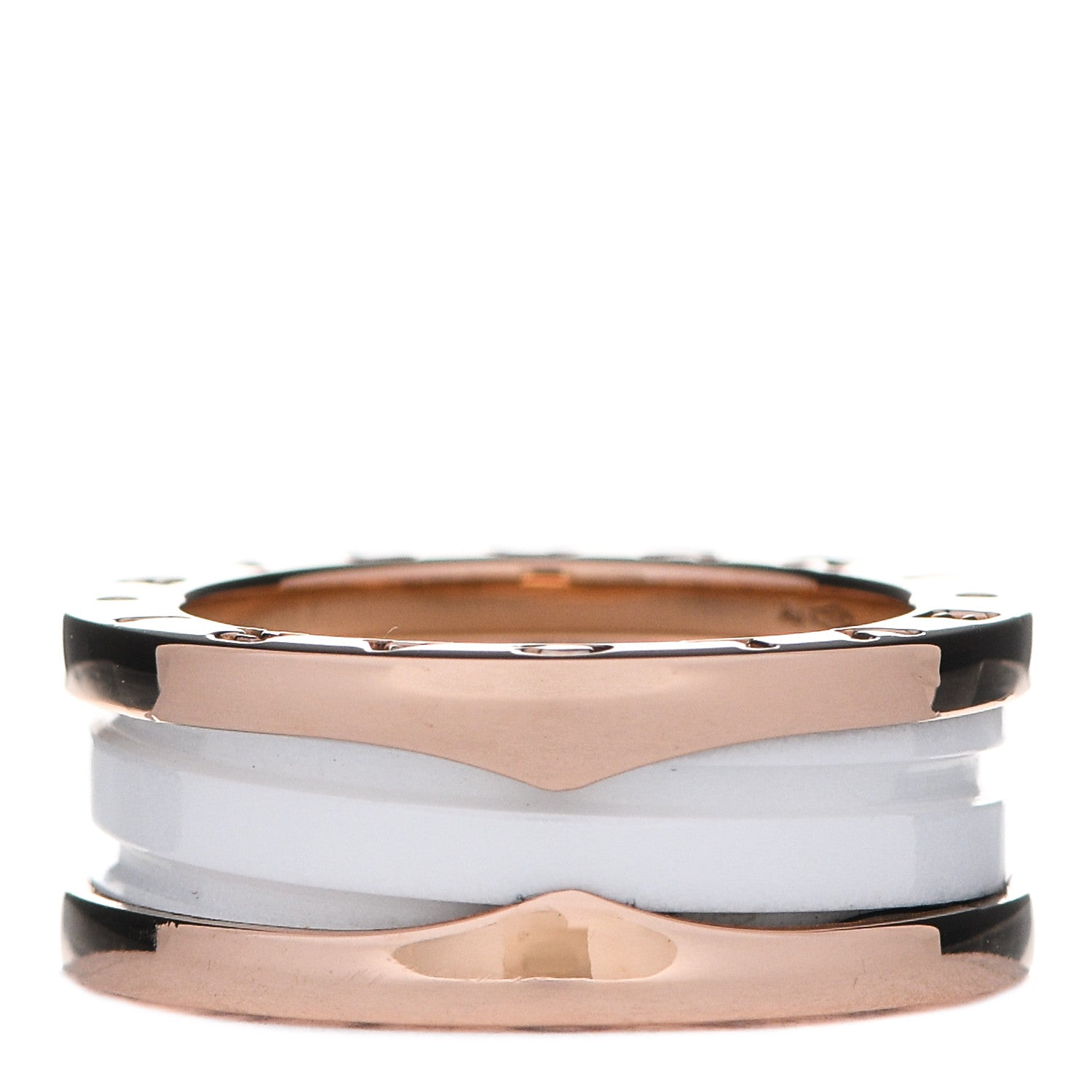 Bulgari 18K Rose Gold White Ceramic B.Zero1 Two-Band Ring 49 4.75 3 of 7