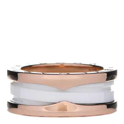 Bulgari 18K Rose Gold White Ceramic B.Zero1 Two-Band Ring 49 4.75 3 of 7