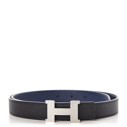 Hermes Swift Epsom 24mm Guilloche H Belt 80 Noir Bleu Encre 1 of 7