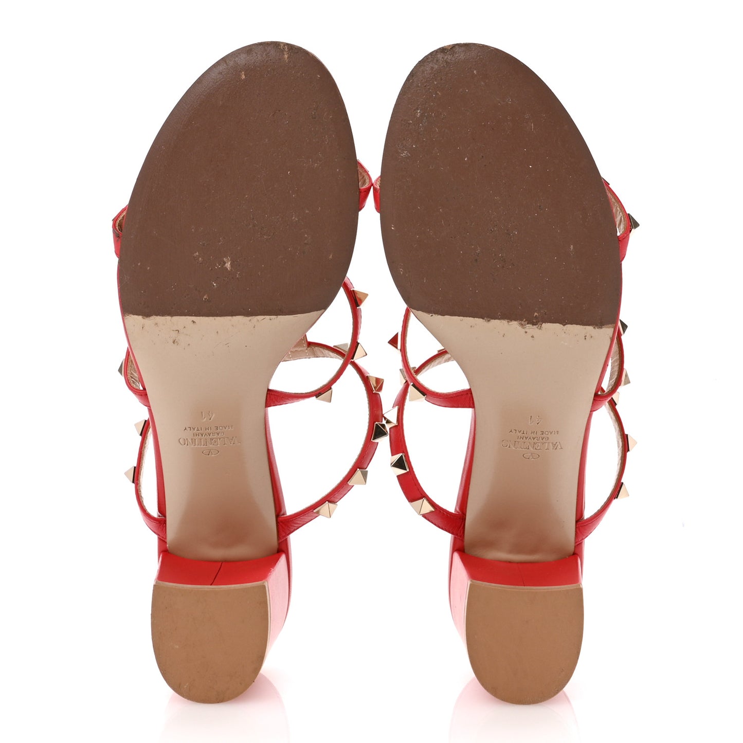 Calfskin Nappa Rockstud 60mm Caged Slide Sandals 41 Rosso Valentino