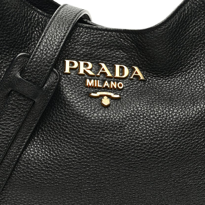 Prada Vitello Daino Hobo Messenger Bag Black 7 of 9