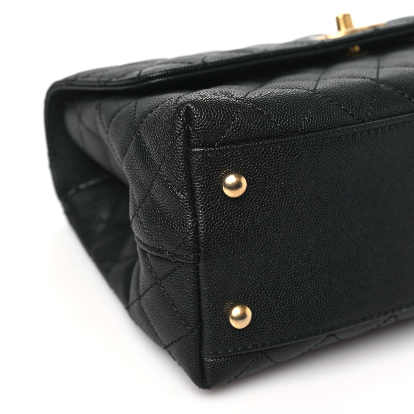 Caviar Quilted Small Coco Chain Handle Flap Black