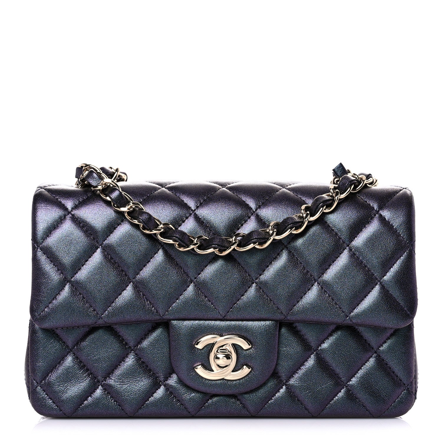 Chanel Iridescent Lambskin Quilted Mini Rectangular Flap Black 1 of 10