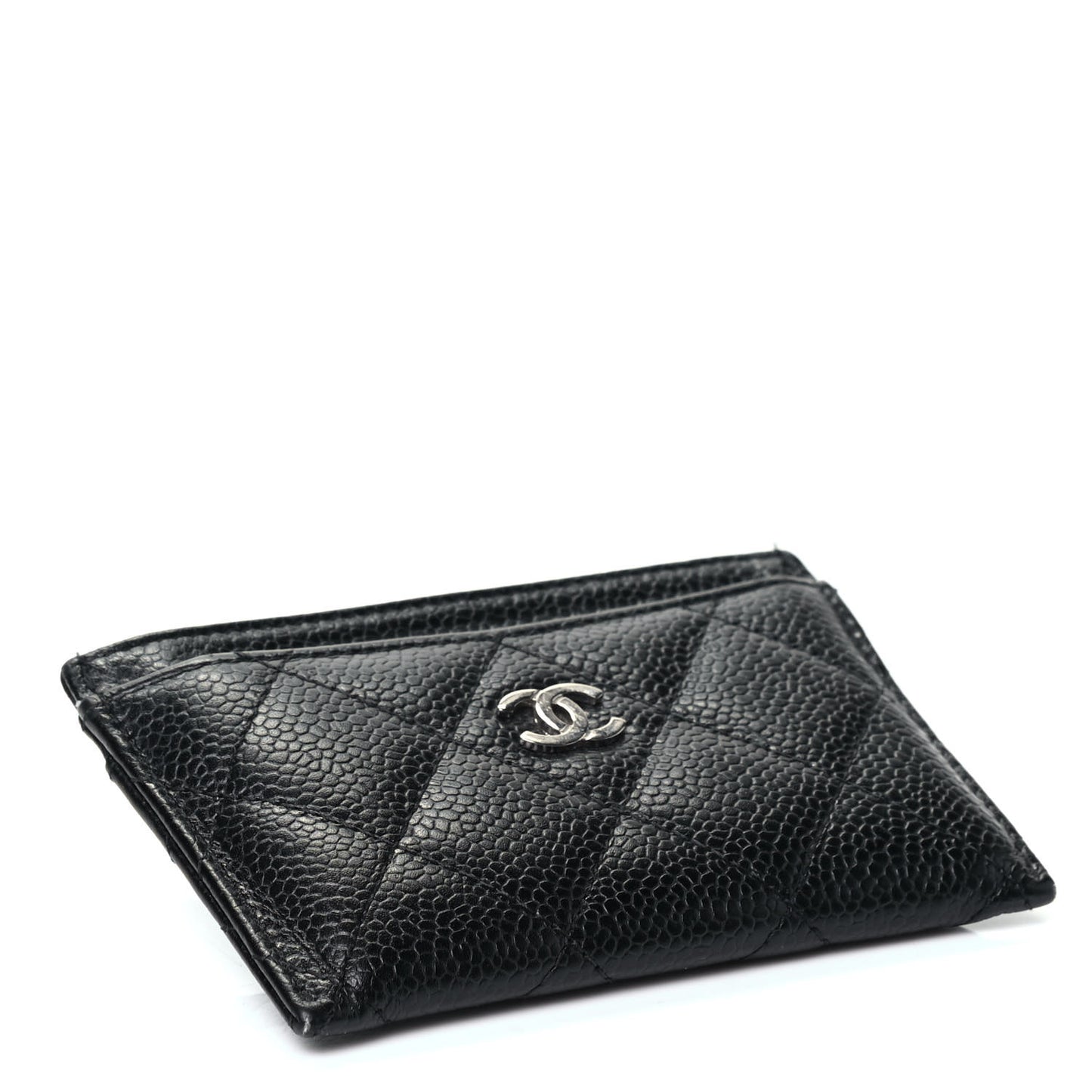 Caviar Quilted Card Holder Black