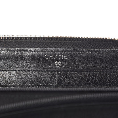 Chanel Sheepskin Quilted Large Gusset Mademoiselle Vintage Zip Around Wallet Black 8 of 11