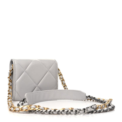 Chanel Lambskin Quilted Chanel 19 Flap Coin Purse With Chain Grey 3 of 11