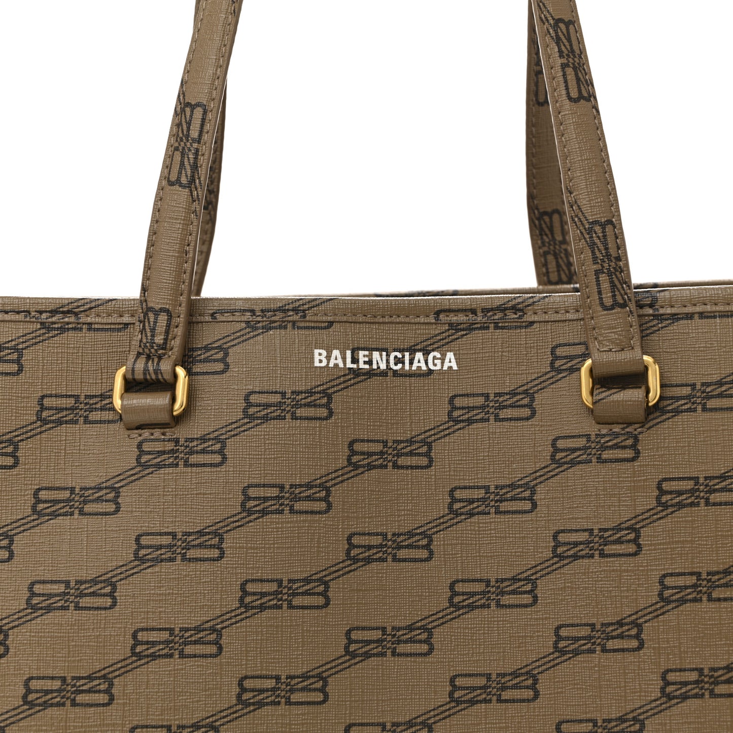 Coated Canvas BB Monogram Medium Signature East West Shopper Bag Beige Brown
