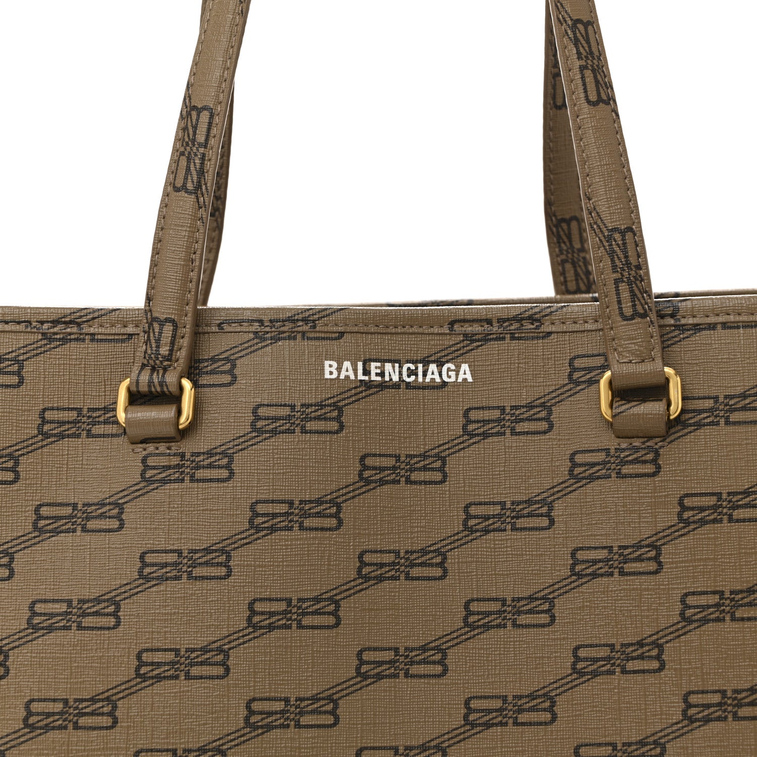 Balenciaga Coated Canvas BB Monogram Medium Signature East West Shopper Bag Beige Brown 8 of 13