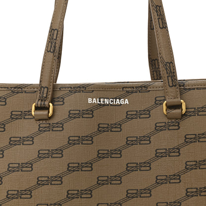 Balenciaga Coated Canvas BB Monogram Medium Signature East West Shopper Bag Beige Brown 8 of 13